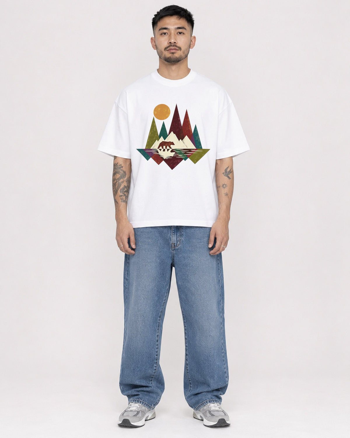 Mockup Boxy Heavyweight Tee White male full-body 12