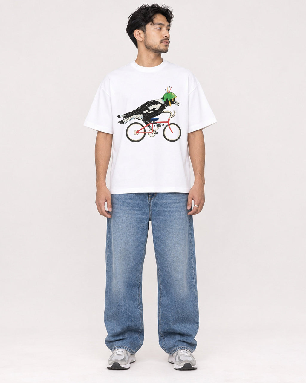 Mockup Boxy Heavyweight Tee White male full-body 02