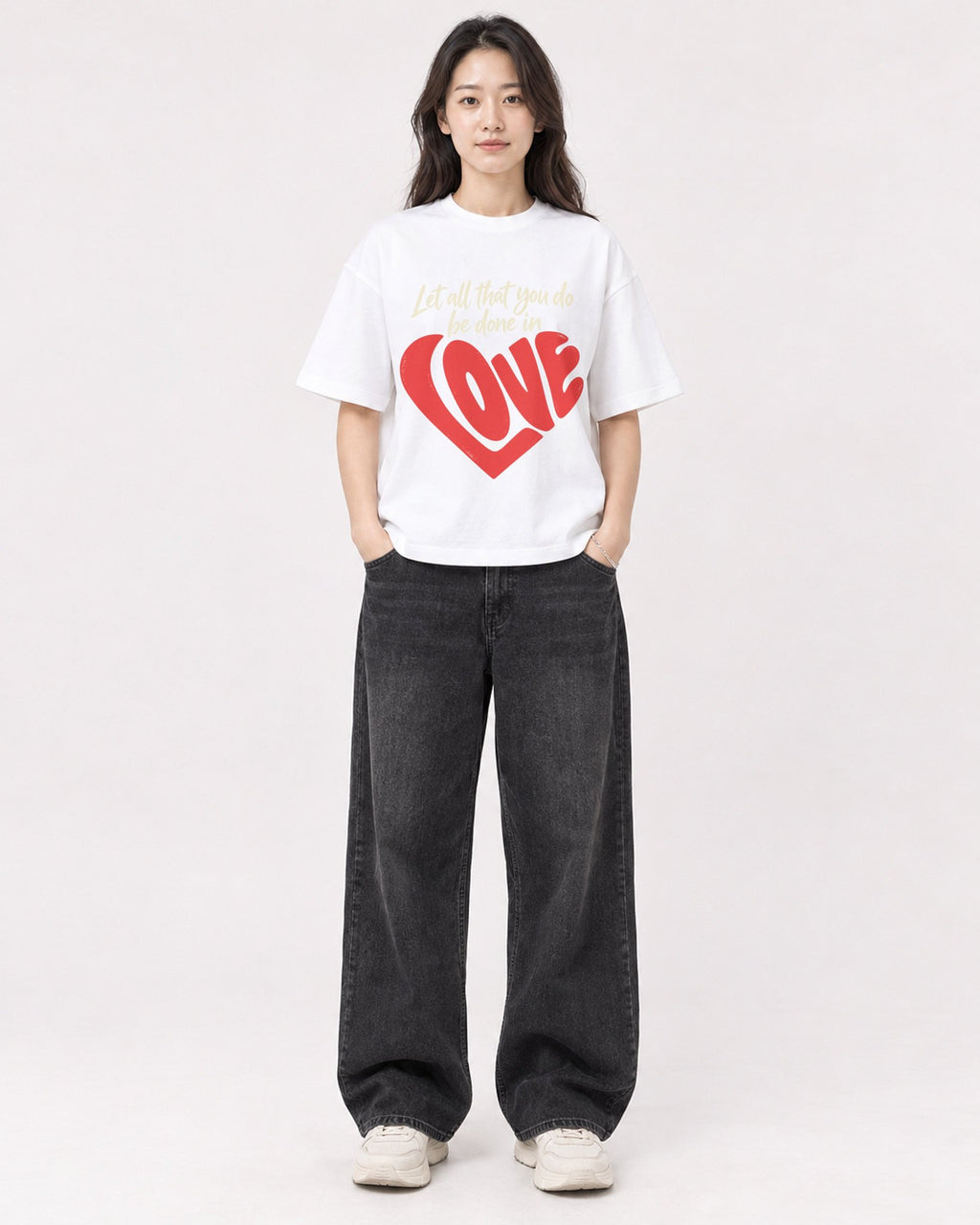 Mockup Boxy Heavyweight Tee White female full-body 03