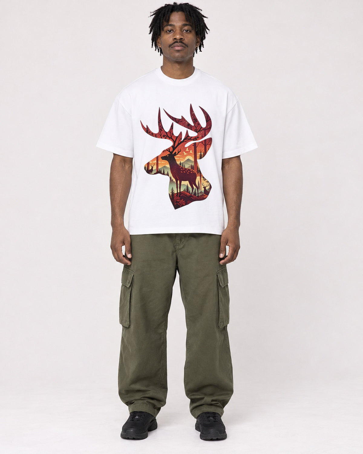Mockup Boxy Heavyweight Tee White male full-body 04