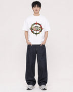 Mockup Boxy Heavyweight Tee White male full-body 01