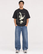 Mockup Boxy Heavyweight Tee Black male full-body 10