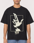 Mockup Boxy Heavyweight Tee Black male close-up 10