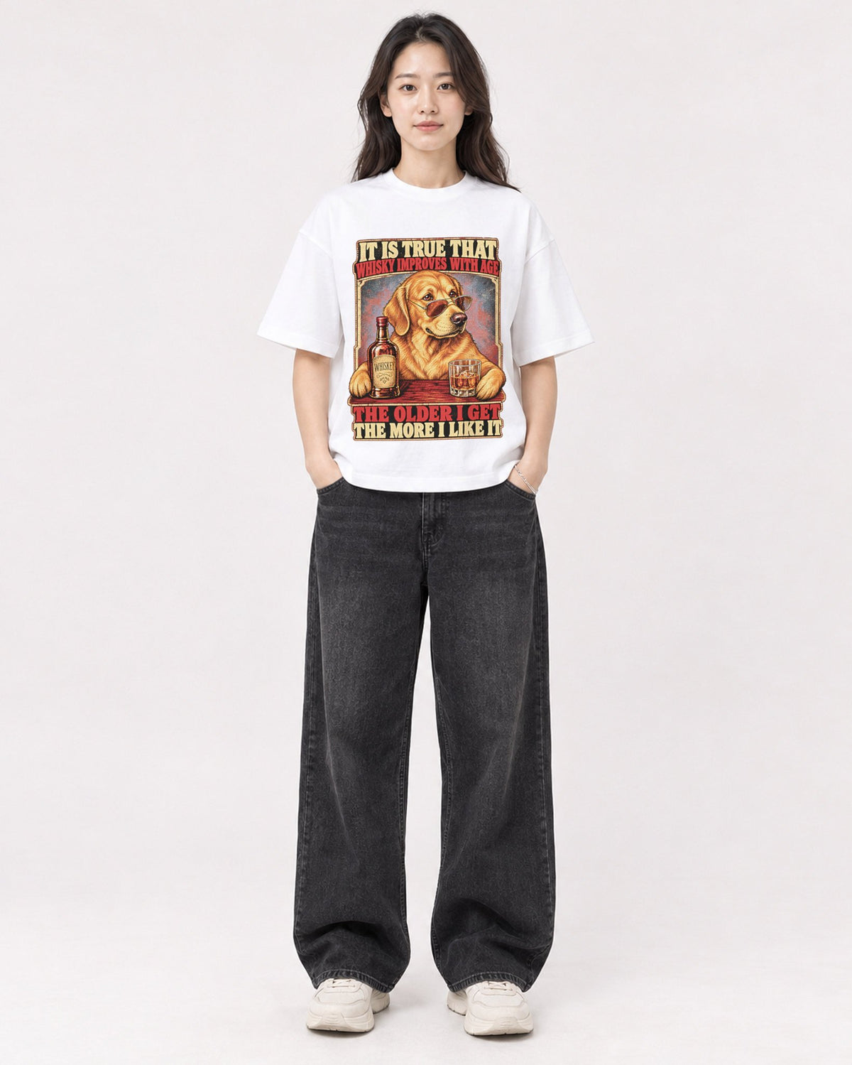 Mockup Boxy Heavyweight Tee White female full-body 03