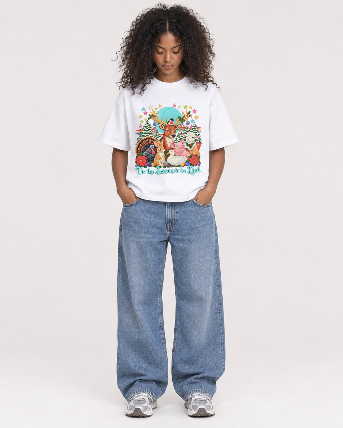 Mockup Boxy Heavyweight Tee White female full-body 05