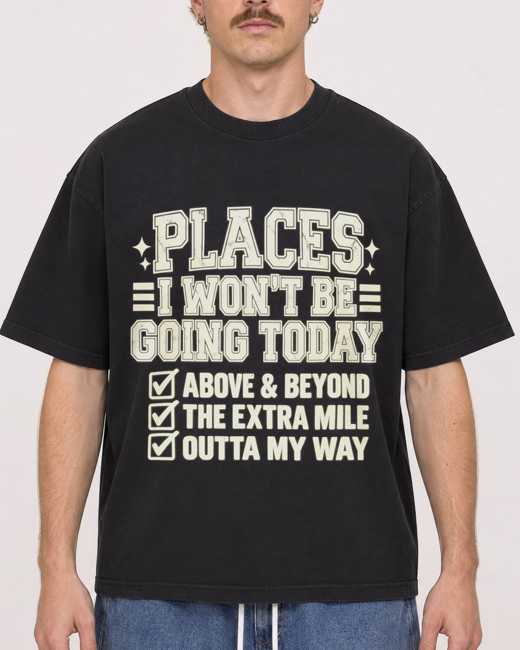 Mockup Boxy Heavyweight Tee Black male close-up 19