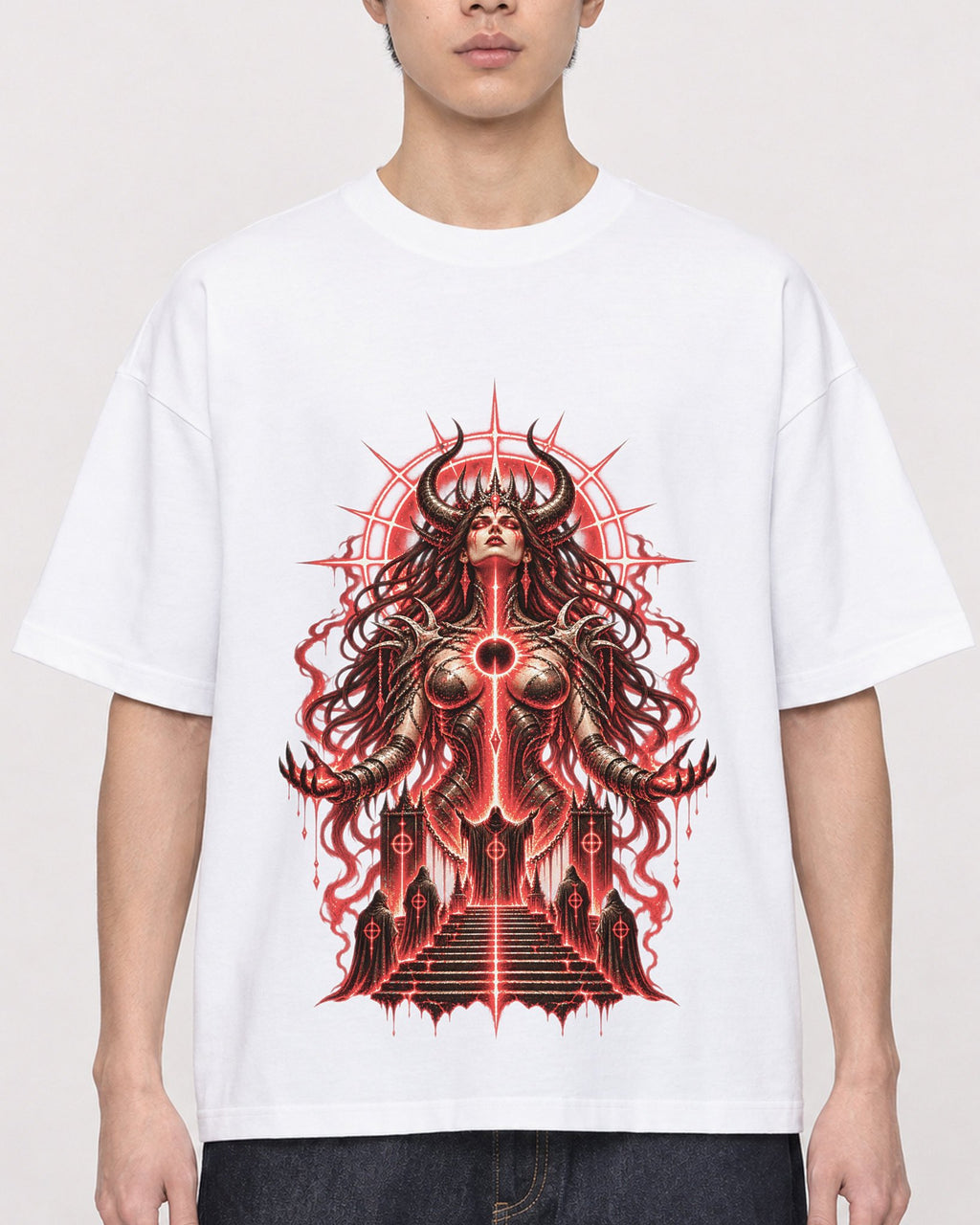Mockup Boxy Heavyweight Tee White male close-up 01