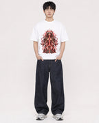 Mockup Boxy Heavyweight Tee White male full-body 01