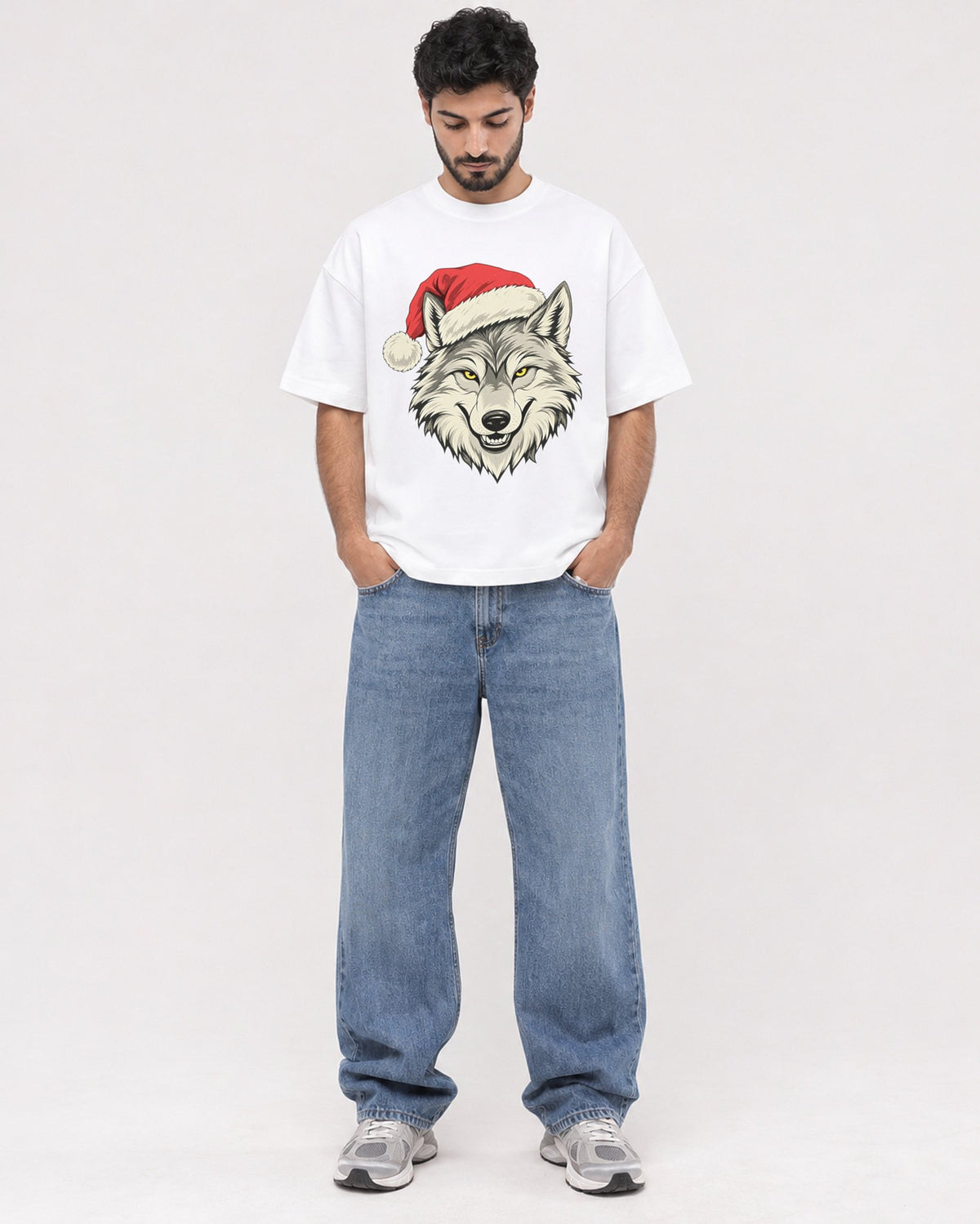 Mockup Boxy Heavyweight Tee White male full-body 07