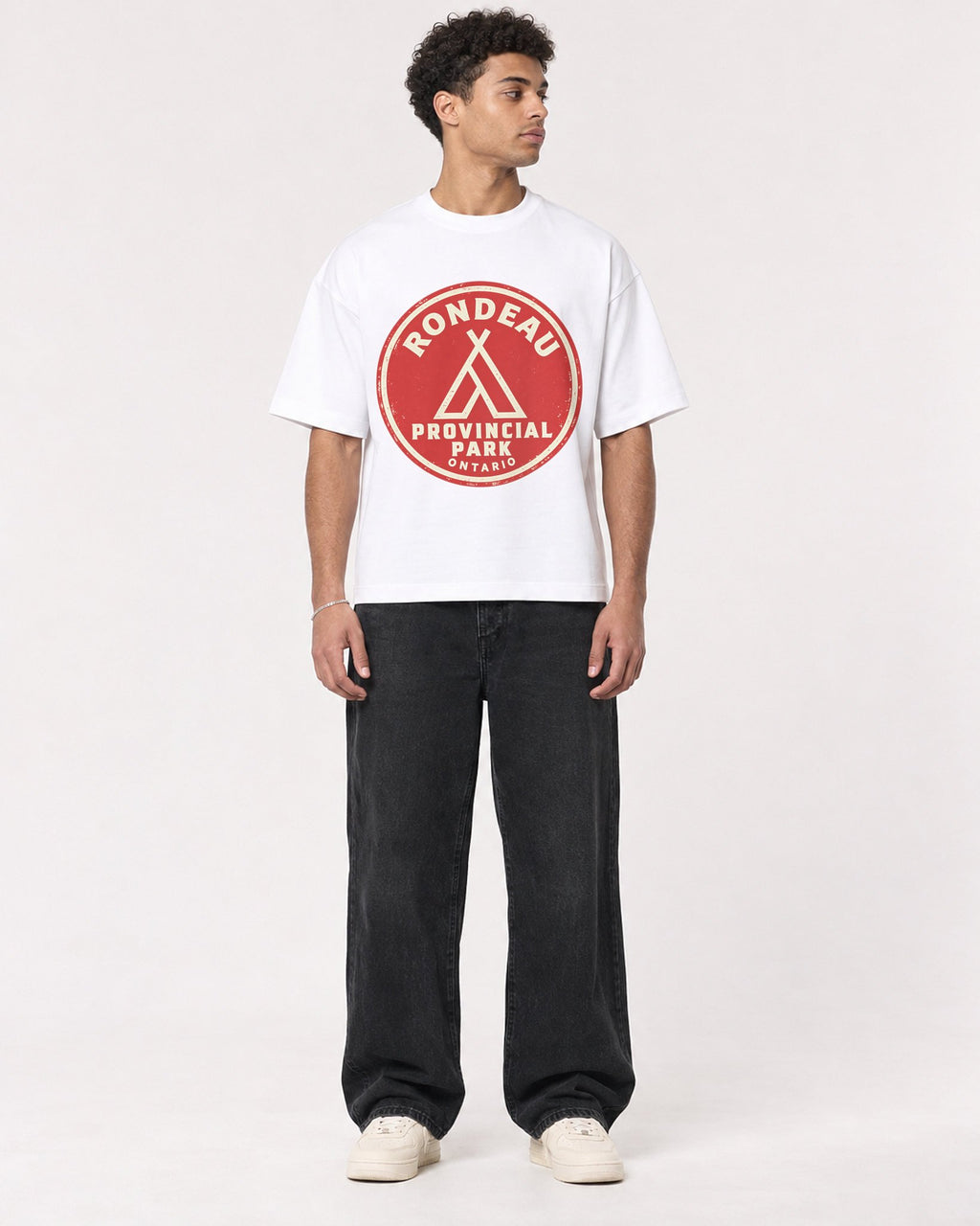 Mockup Boxy Heavyweight Tee White male full-body 10