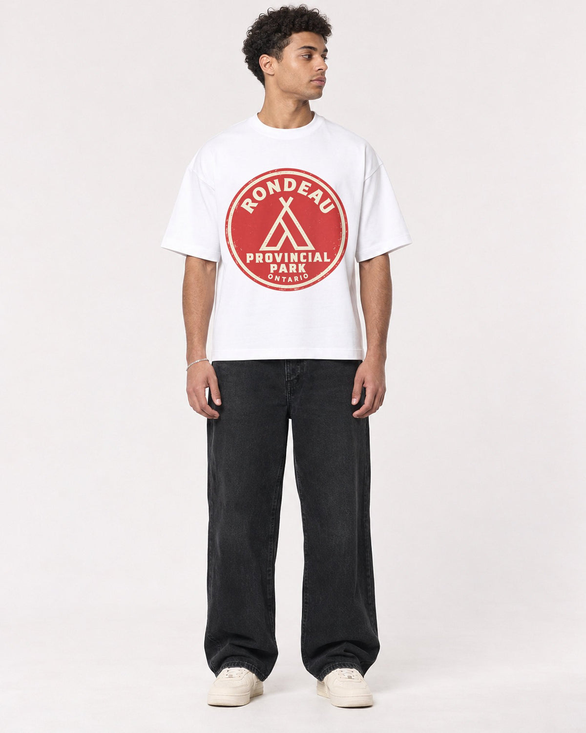 Mockup Boxy Heavyweight Tee White male full-body 10