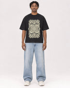 Mockup Boxy Heavyweight Tee Black male full-body 05
