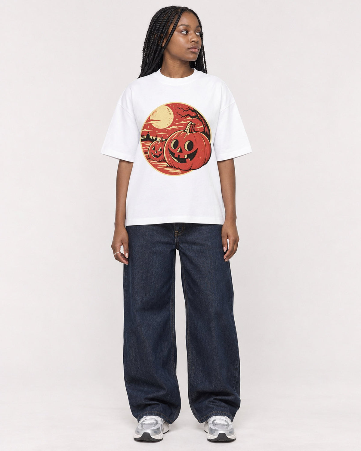 Mockup Boxy Heavyweight Tee White female full-body 04
