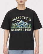 Mockup Boxy Heavyweight Tee Black male close-up 01