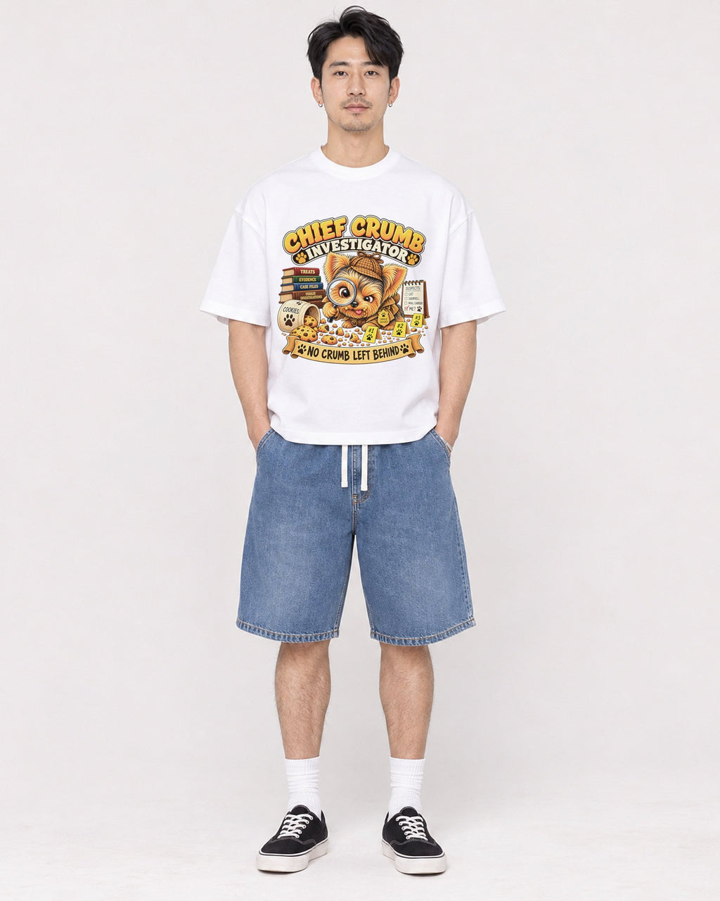 Mockup Boxy Heavyweight Tee White male full-body 13