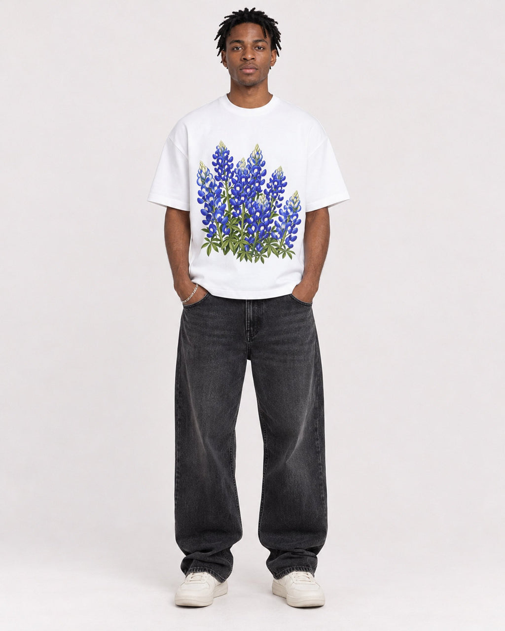 Mockup Boxy Heavyweight Tee White male full-body 05