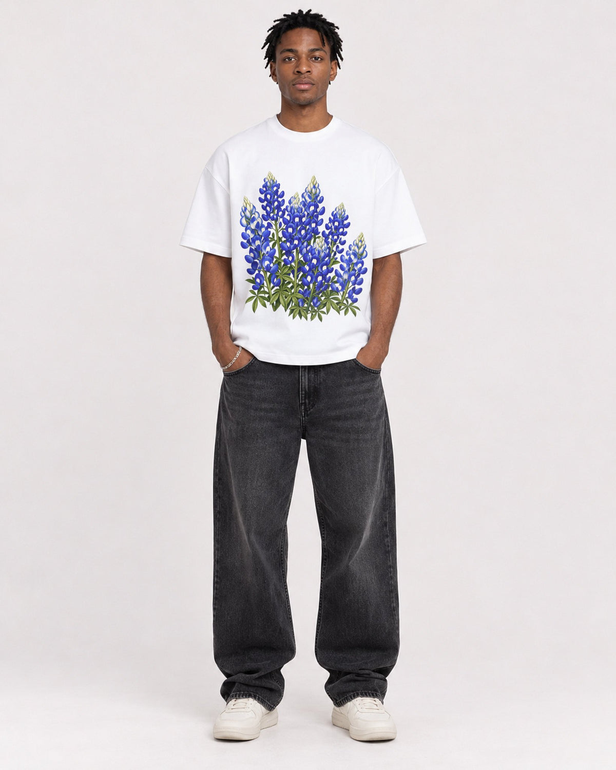 Mockup Boxy Heavyweight Tee White male full-body 05