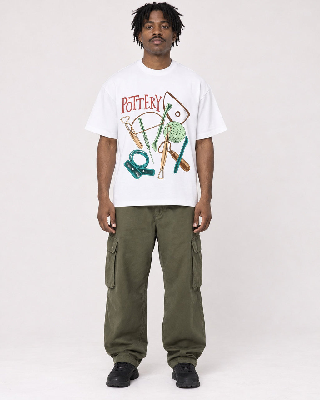 Mockup Boxy Heavyweight Tee White male full-body 04