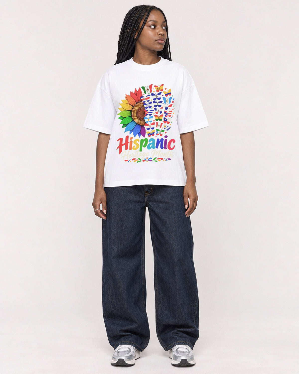 Mockup Boxy Heavyweight Tee White female full-body 04