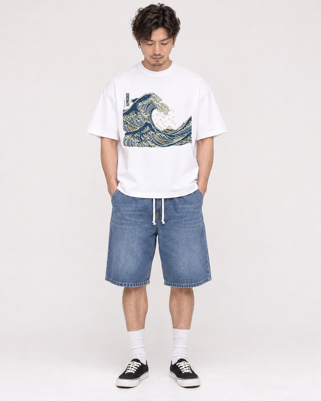 Mockup Boxy Heavyweight Tee White male full-body 03