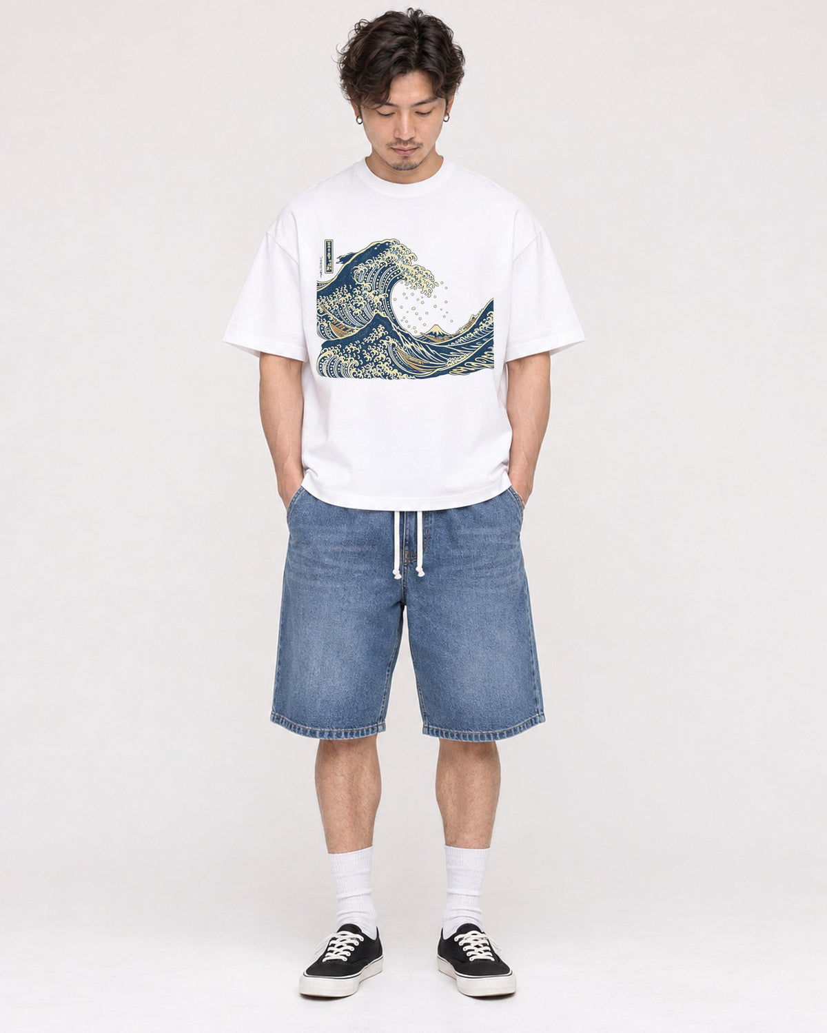 Mockup Boxy Heavyweight Tee White male full-body 03