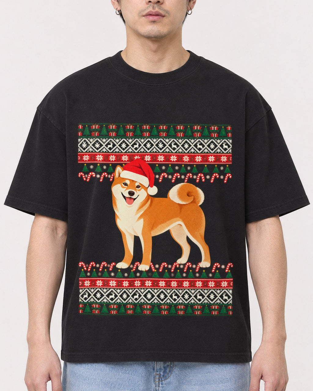 Mockup Boxy Heavyweight Tee Black male close-up 13