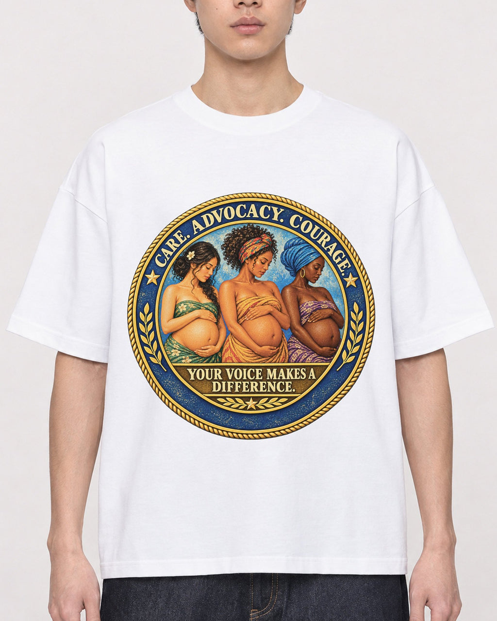 Mockup Boxy Heavyweight Tee White male close-up 01