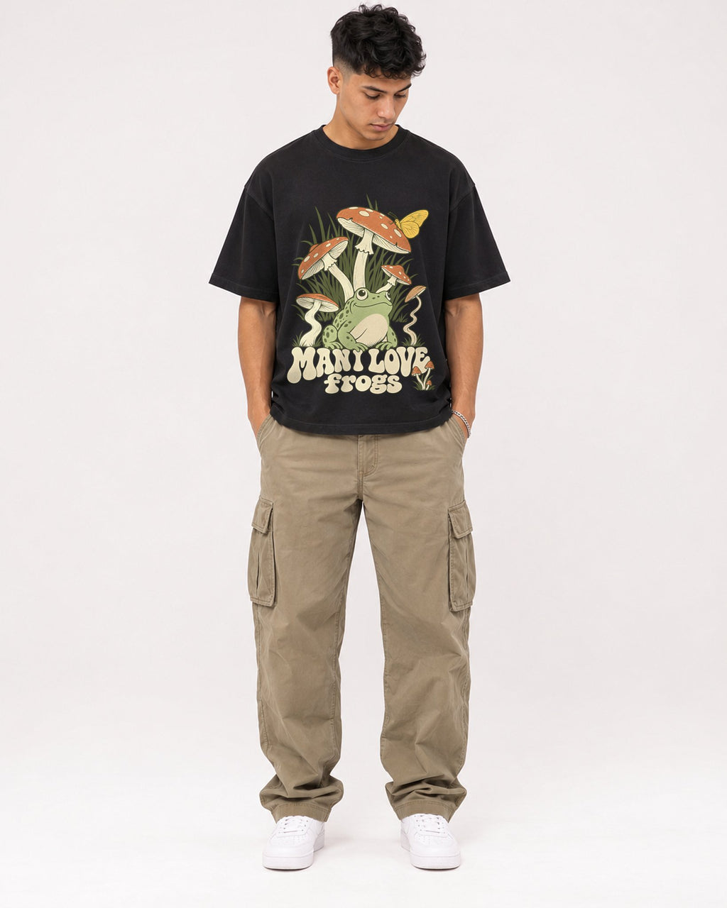 Mockup Boxy Heavyweight Tee Black male full-body 16