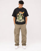 Mockup Boxy Heavyweight Tee Black male full-body 16