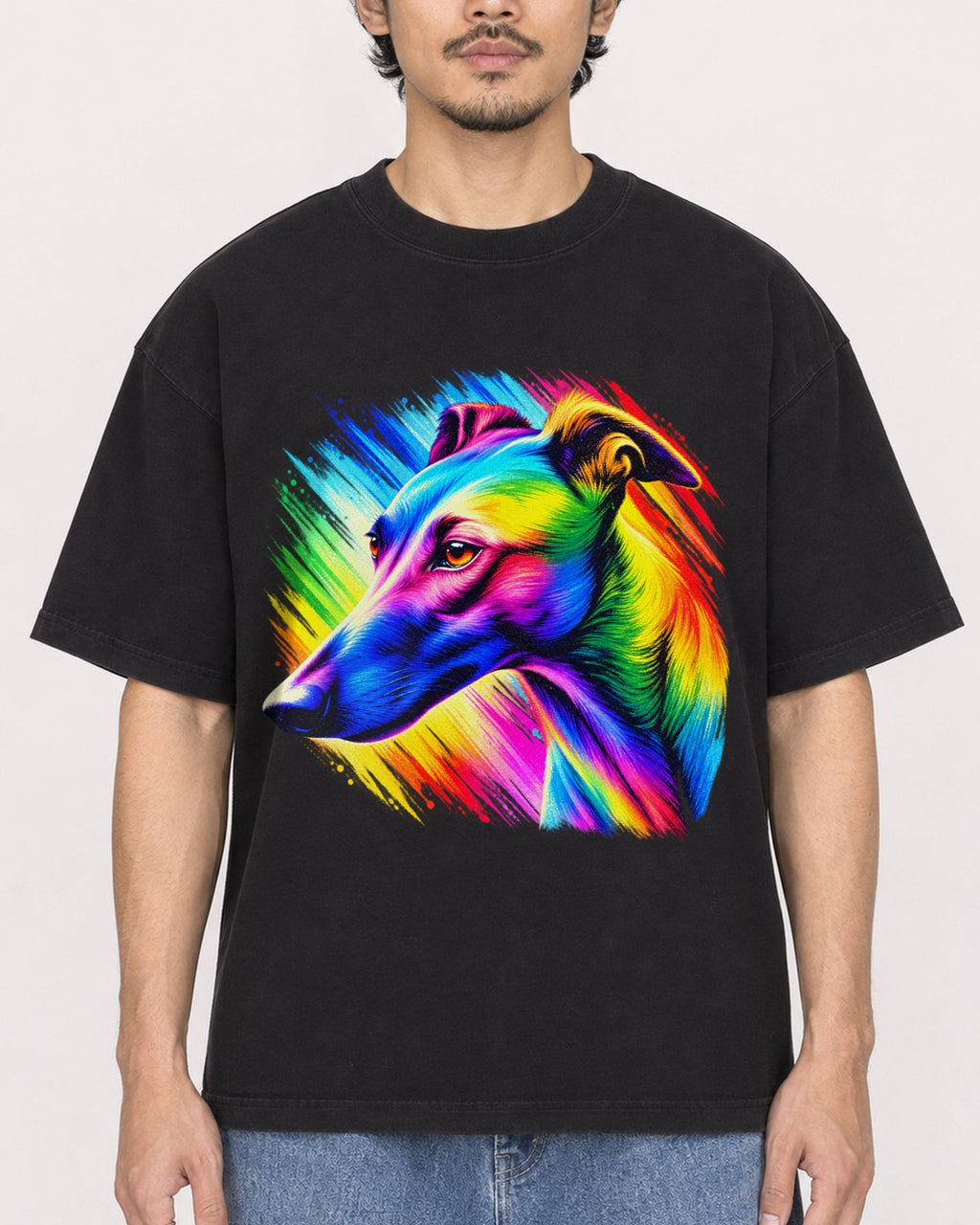 Mockup Boxy Heavyweight Tee Black male close-up 02