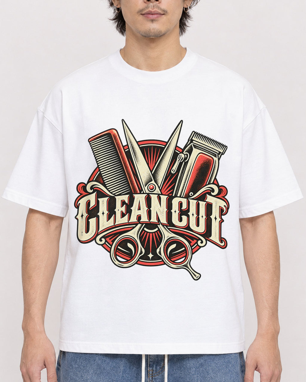 Mockup Boxy Heavyweight Tee White male close-up 03