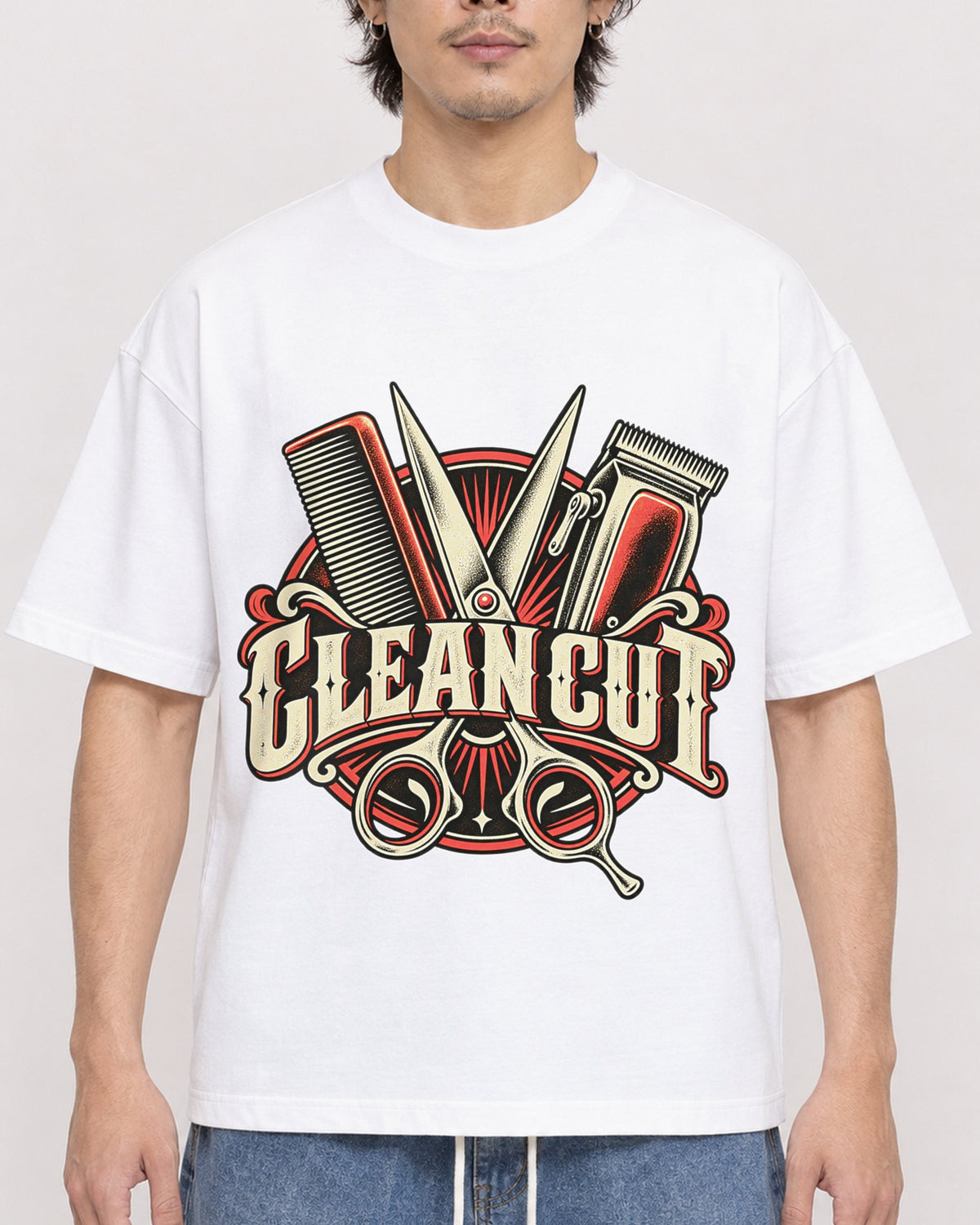 Mockup Boxy Heavyweight Tee White male close-up 03