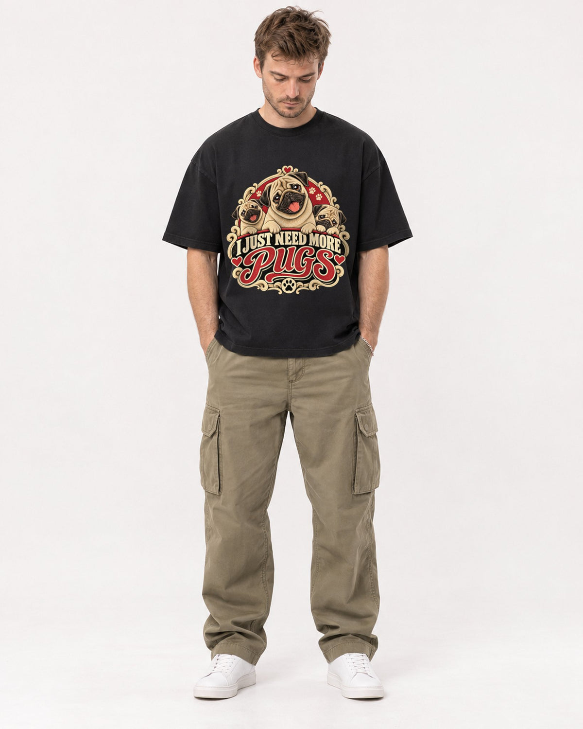 Mockup Boxy Heavyweight Tee Black male full-body 08