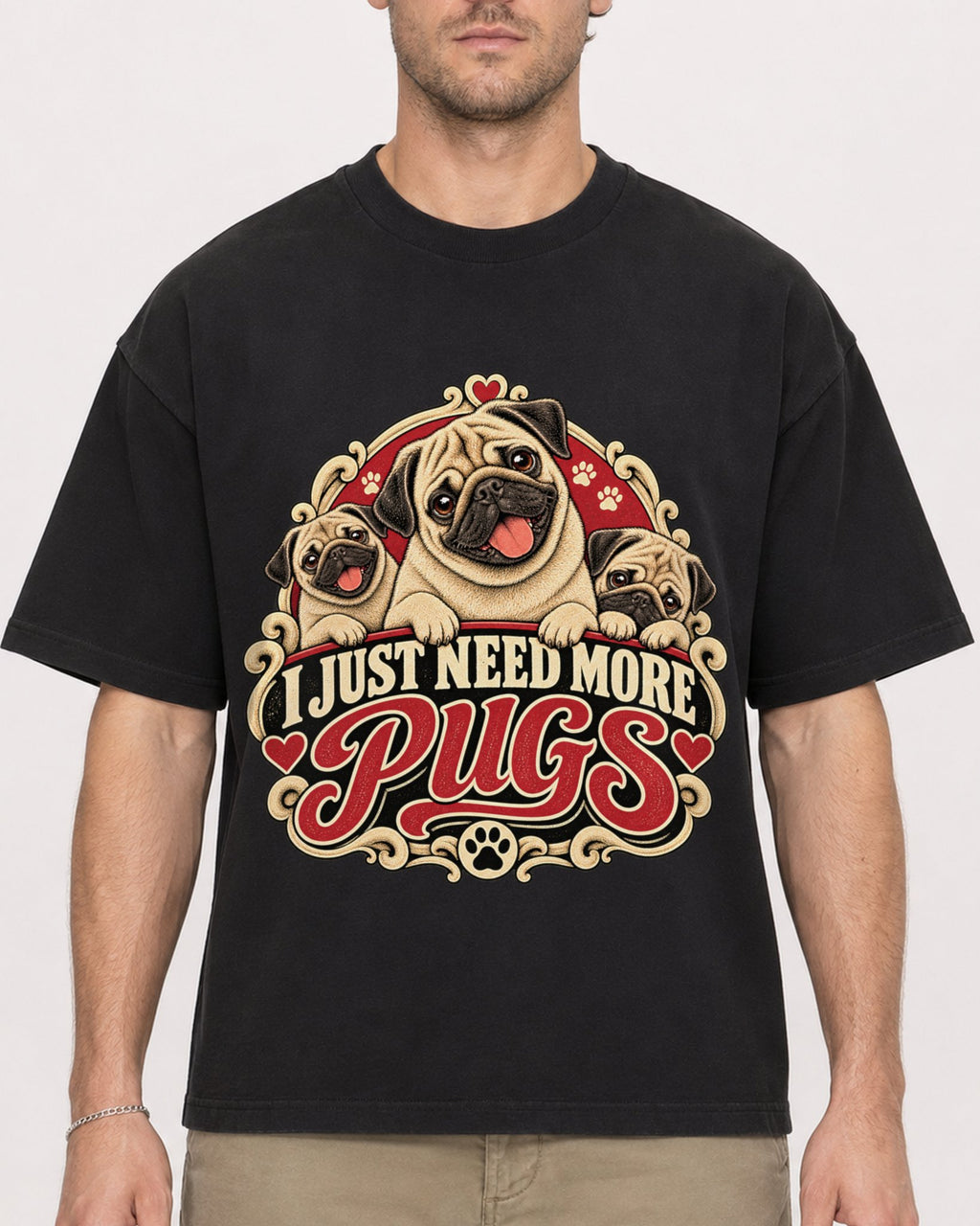 Mockup Boxy Heavyweight Tee Black male close-up 08