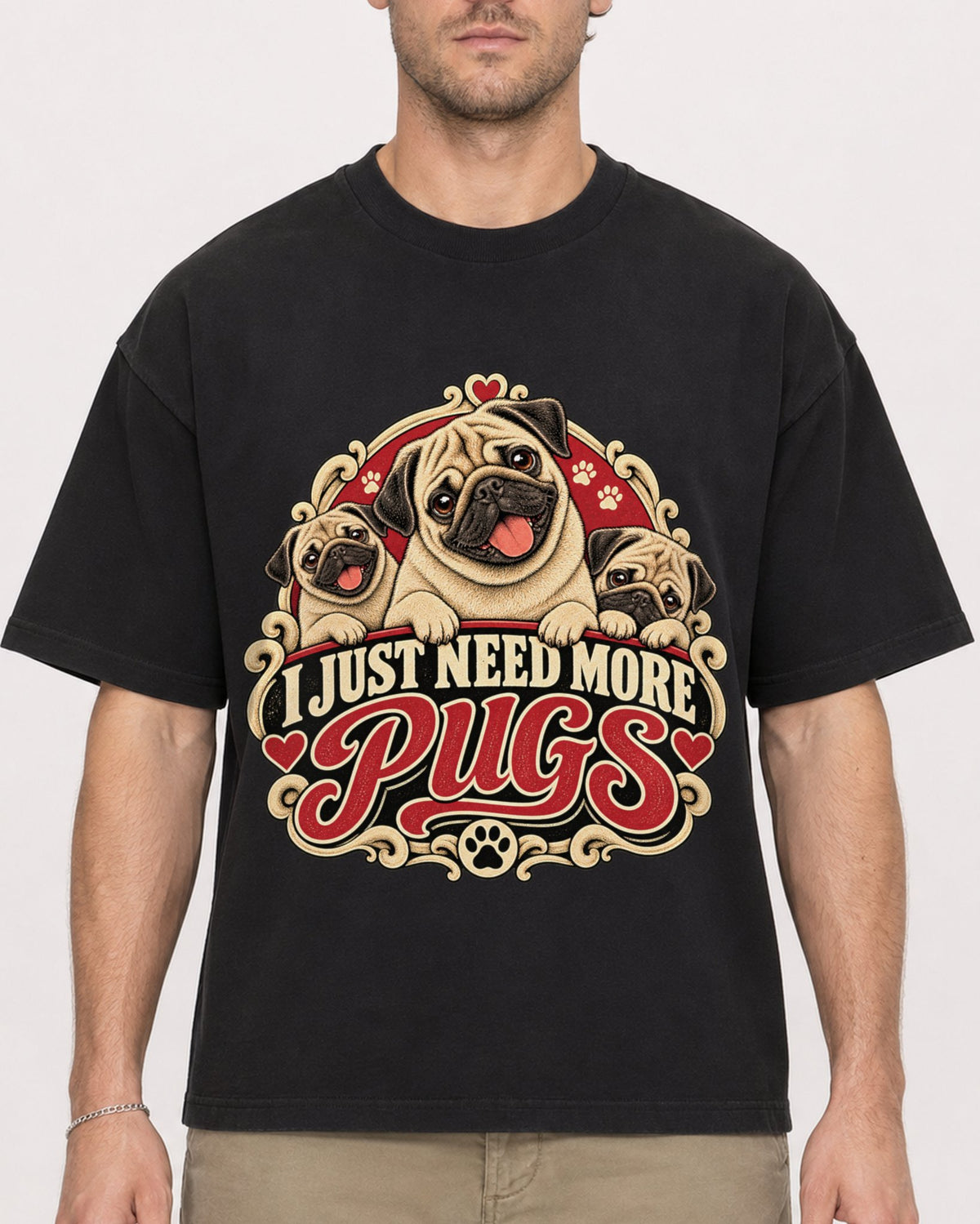 Mockup Boxy Heavyweight Tee Black male close-up 08