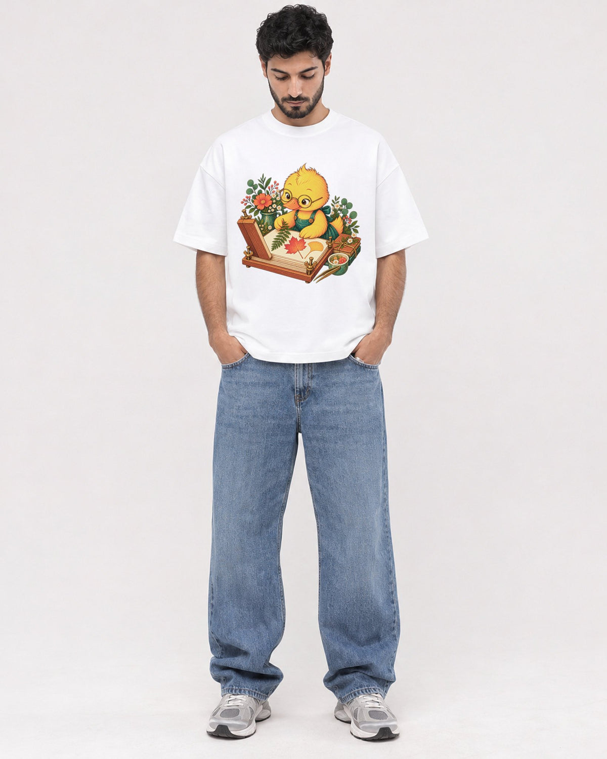 Mockup Boxy Heavyweight Tee White male full-body 07