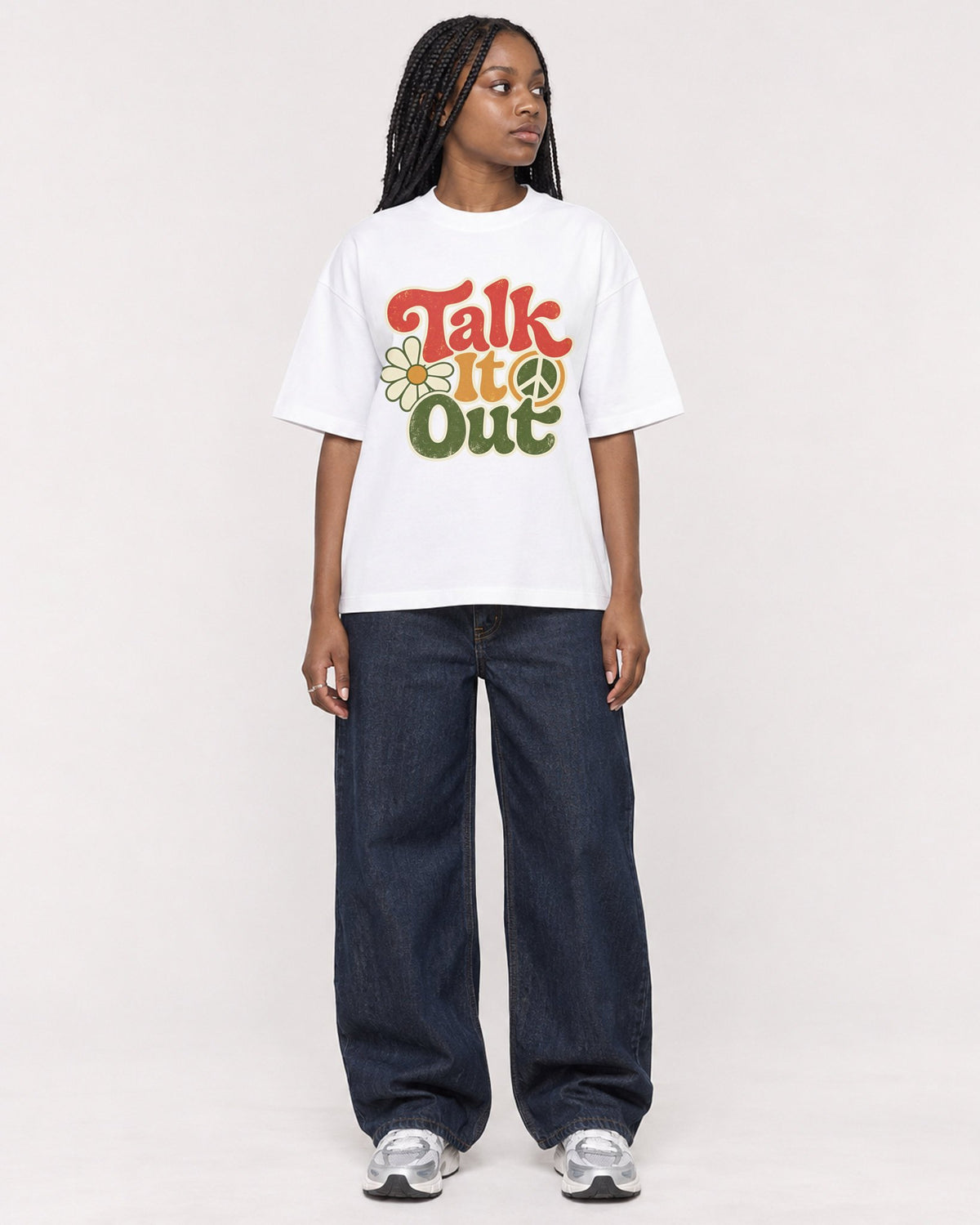 Mockup Boxy Heavyweight Tee White female full-body 04