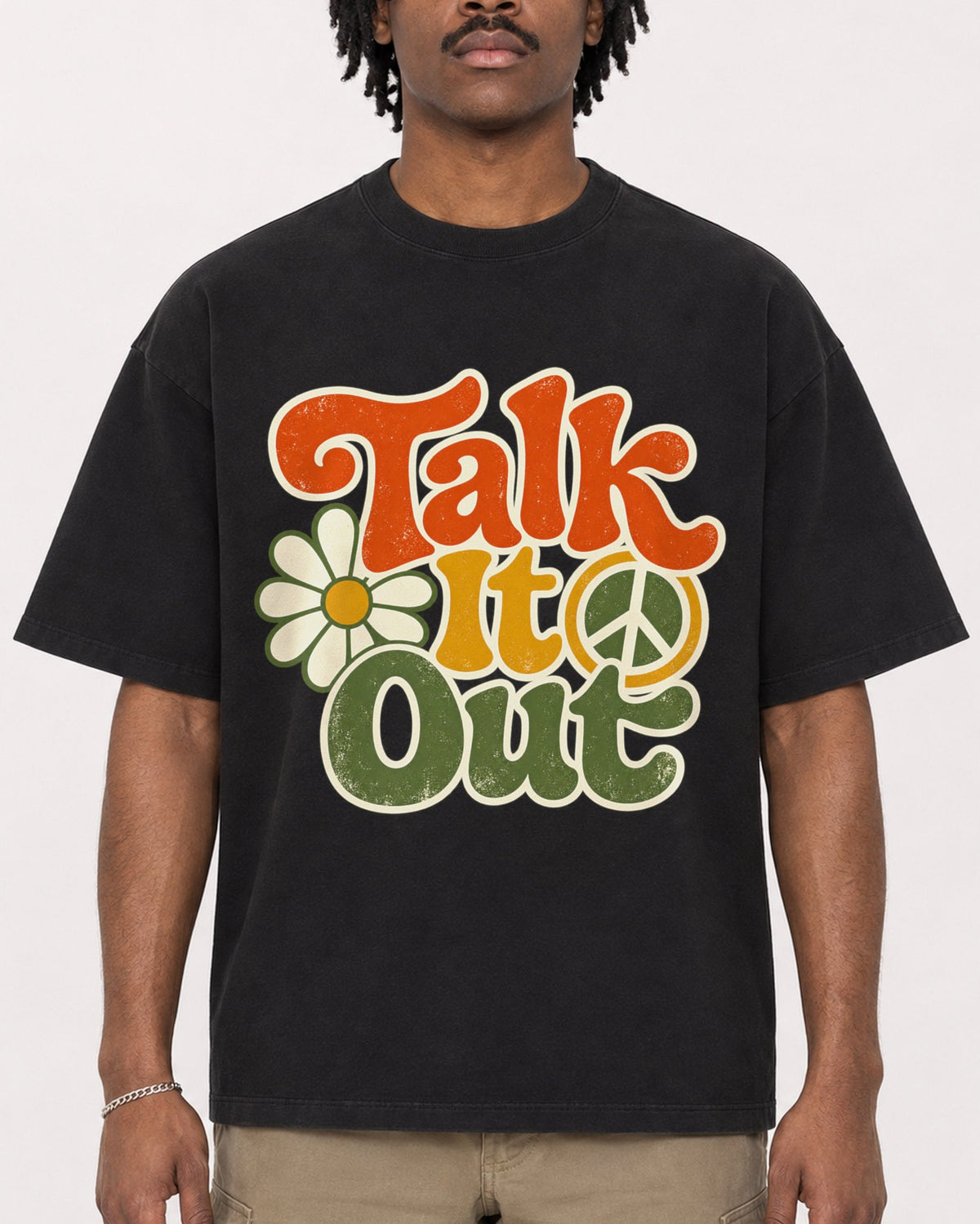 Mockup Boxy Heavyweight Tee Black male close-up 04