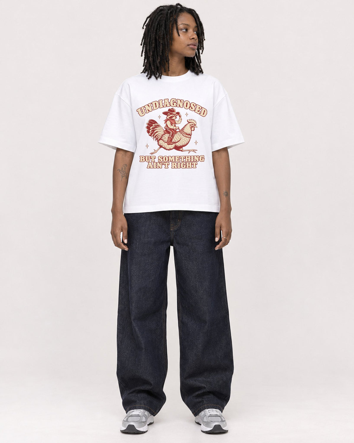 Mockup Boxy Heavyweight Tee White female full-body 24