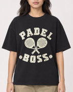 Mockup Boxy Heavyweight Tee Black female close-up 02
