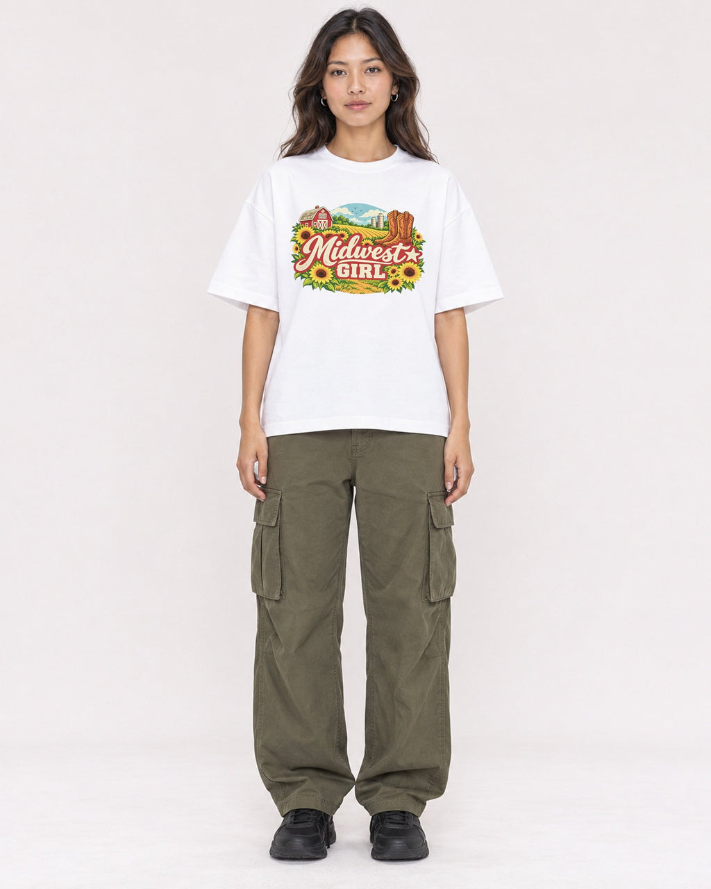 Mockup Boxy Heavyweight Tee White female full-body 02