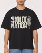 Mockup Boxy Heavyweight Tee Black male close-up 10