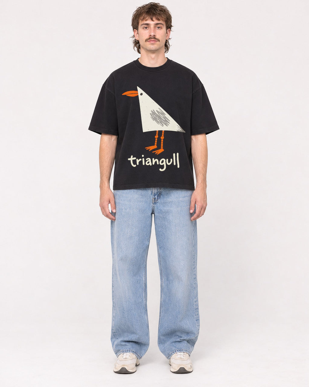Mockup Boxy Heavyweight Tee Black male full-body 29