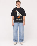Mockup Boxy Heavyweight Tee Black male full-body 29