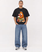 Mockup Boxy Heavyweight Tee Black male full-body 50