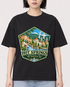 Mockup Boxy Heavyweight Tee Black female close-up 11