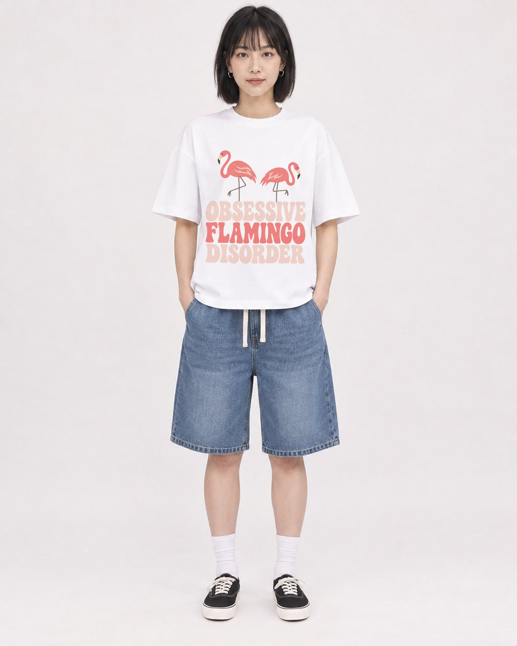 Mockup Boxy Heavyweight Tee White female full-body 11