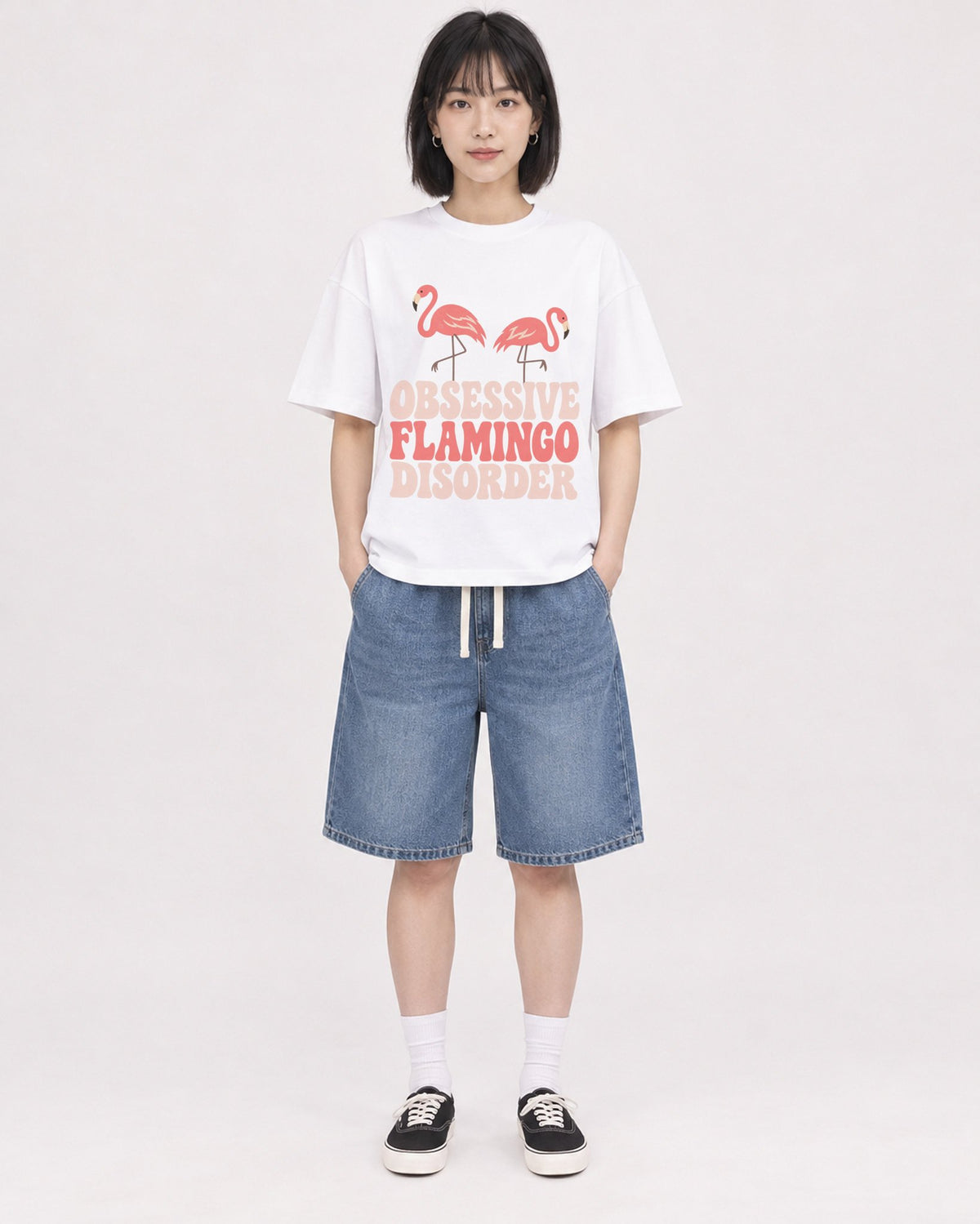 Mockup Boxy Heavyweight Tee White female full-body 11