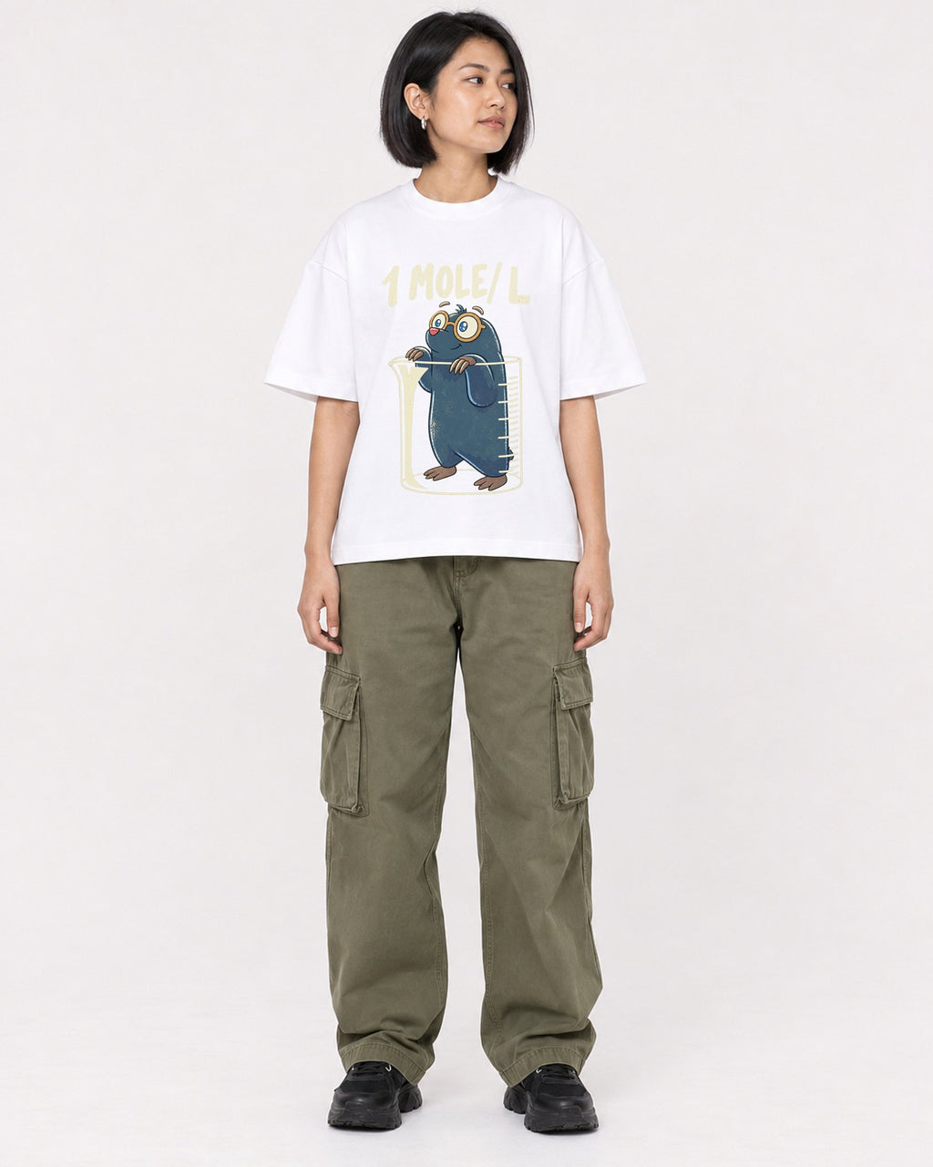 Mockup Boxy Heavyweight Tee White female full-body 32
