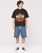 Mockup Boxy Heavyweight Tee Black male full-body 03